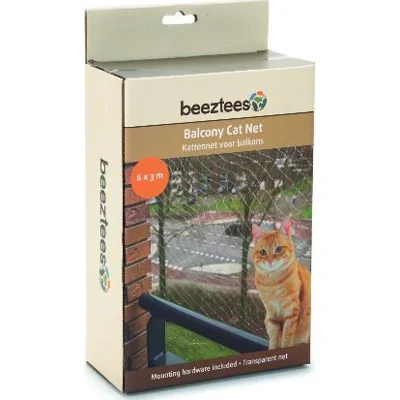 Beeztees Kattennet voor Balkon Transparant 6x3m