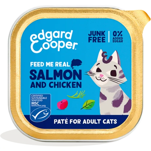 Edgard & Cooper zalm en kip paté kat natvoer kuipjes 16 x 85gr