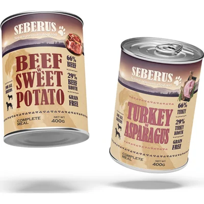 Seberus Beef & Turkey graanvrij natvoer hond - mixtray 12 x 400 g