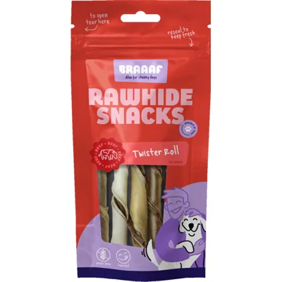 Braaaf Twister Rolls Hondensnack 14 cm 100 gr