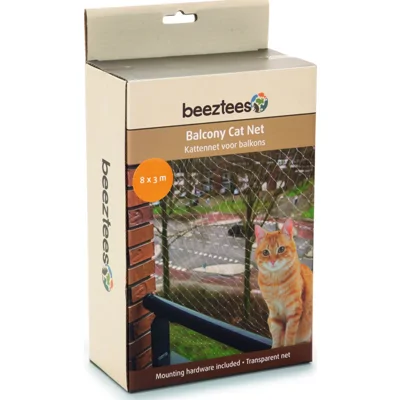 Beeztees Kattennet voor Balkon Transparant 8x3m
