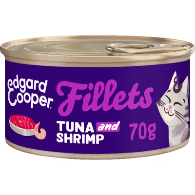 Edgard & Cooper graanvrij tonijn- en garnaalfilets kat natvoer blikje 70 gr