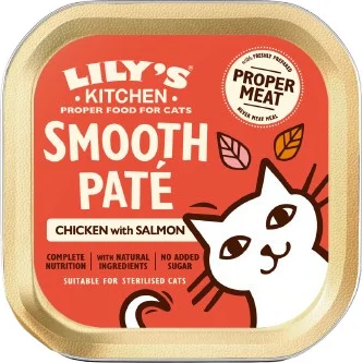 Lily's Kitchen Paté met Zalm en Kip natvoer kat 19 x 85 gram