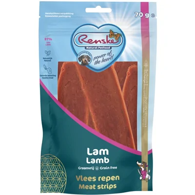 Renske Gezonde Beloning Hond Vleesrepen Lam 70gr