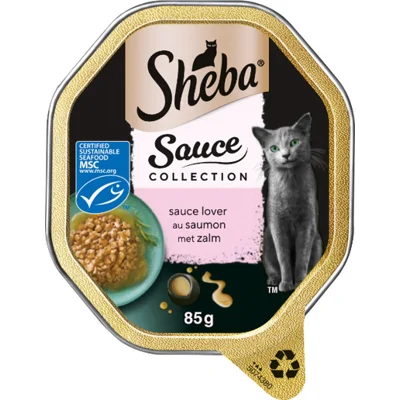 Sheba Sauce Lover met zalm natvoer kat (kuipjes 85 g) Per 22 (22 x 85 g)