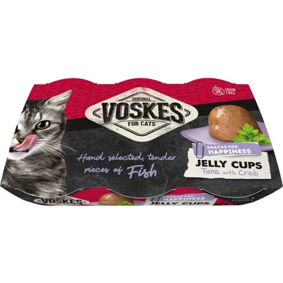 Voskes Jelly Cups tonijn met krab kattensnack (6x25 g) 12 verpakkingen (72 x 25 g)