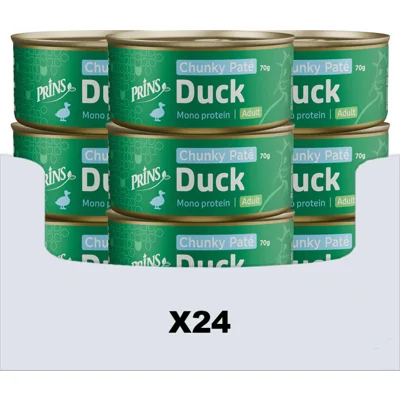 24x Prins Chunky Paté Kattenvoer Nat Eend 70 gr