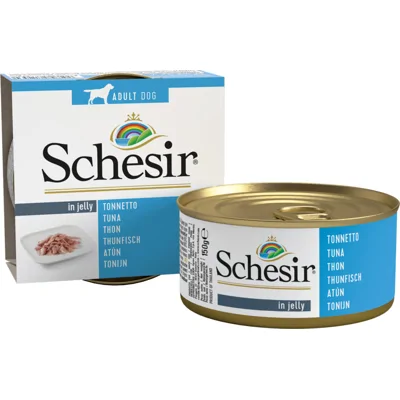 10x Schesir Hondenvoer Blik Jelly Tonijn 150 gr