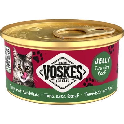 24x Voskes Kattenvoer Nat Gelei Tonijn&Rundvlees 85 gr