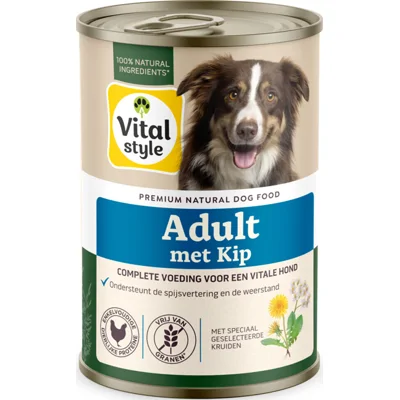 6x Vitalstyle Hondenvoer Blik Kip 400 gr