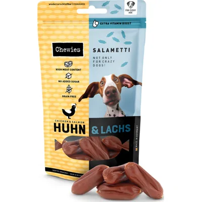 9x Chewies Salametti Hondensnack Kip&Zalm 60 gr