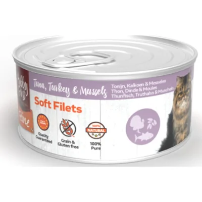 HobbyFirst Feline Blik Zachte Filets Tonijn&Kalkoen&Mossel 70 gr