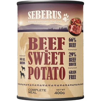 Seberus Beef w/Sweet Potato graanvrij natvoer hond 12 x 400 g