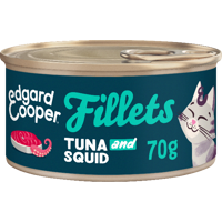 Edgard & Cooper graanvrij tonijn- en inktvisfilets kat natvoer blikje 70gr