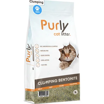 Purly Clumping bentoniet kattenbakvulling Natural 2 x 5 liter