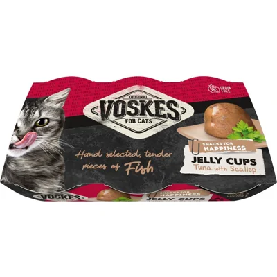 Voskes Jelly Cups tonijn met sint-jakobsschelp kattensnack (6x25 g) 12 verpakkingen (72 x 25 g)