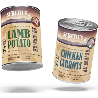 Seberus Chicken & Lamb graanvrij natvoer hond - mixtray 12 x 400 g