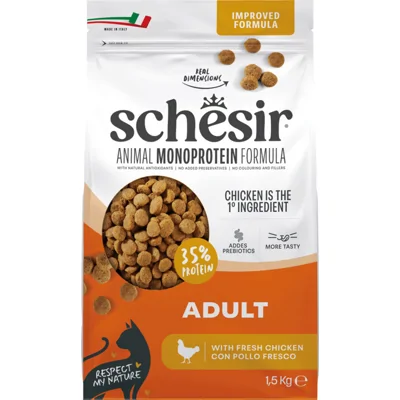 6x Schesir Monoproteïne Kattenvoer Droog Kip 1,5 kg