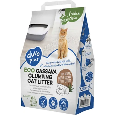 Duvo+ ECO Cassave Klontvormende Kattenbakvulling - 2,5 kg / 5 L