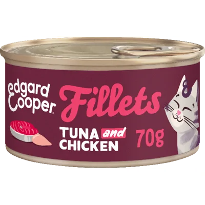 Edgard & Cooper graanvrij tonijn- en kipfilets kat natvoer blikje 70gr