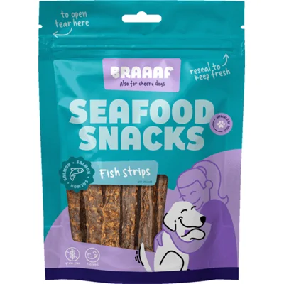 12x Braaaf Hondensnack Visstrip 70 gr
