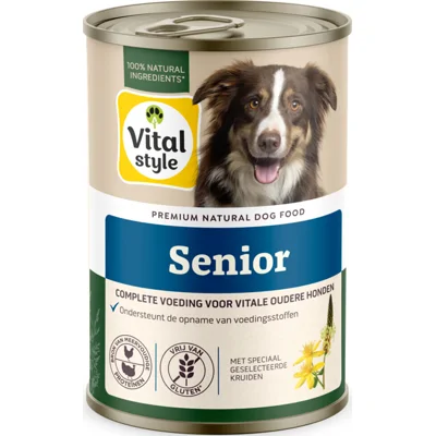 6x Vitalstyle Hondenvoer Blik Senior 400 gr