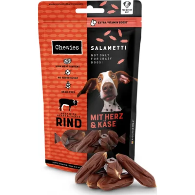 9x Chewies Salametti Hondensnack Rund&Hart&Kaas 60 gr