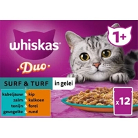 Whiskas 1+ Natvoer - Duo - Surf & Turf in Gelei - 24 x 85 gram