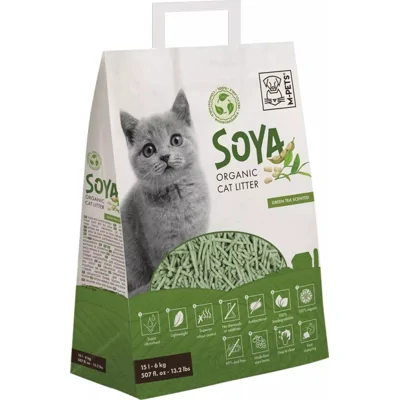 M-PETS - Soya Kattenbakvulling - 6 kg - 15 L - Thee Geur