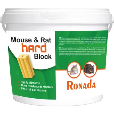 Ronada Muizen En Ratten Hard Block 600 Gram Tegen Muizen - Ideale knaagvorm - Past in alle lokdozen - Snelle werking