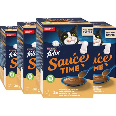 4x Felix Kattensnack Sauce Time Kip & Kalkoen 6x40 gr