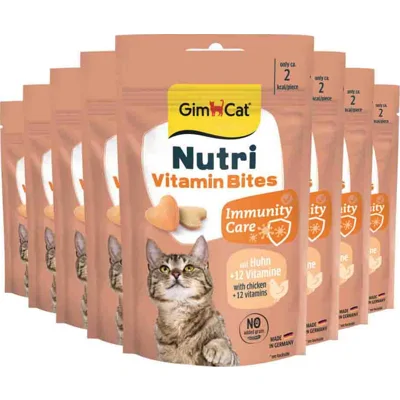 8x GimCat Kattensnack Nutri Vitamin Bites 40 gr