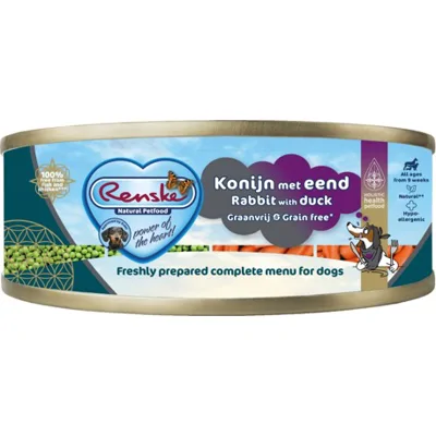 Renske Vers Graanvrij Hondenvoer - Blik - Konijn met Eend - 48 x 95 g