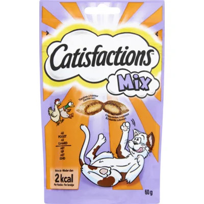 Catisfactions Mix Kip & Eend kattensnacks 60 gram
