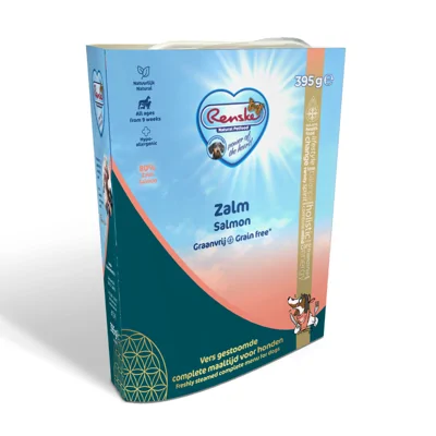 Renske Graanvrij vers gestoomd zalm hypoallergeen natvoer hond (kuip) 1 tray (10 x 395 g)