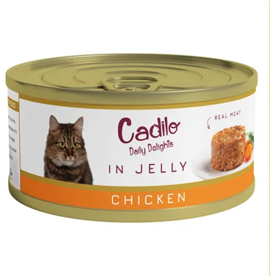 Cadilo Daily Delights - kip in gelei - natvoer kat (70 g) 1 verpakking (6 x 70g)