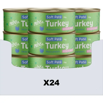 24x Prins Soft Paté Kattenvoer Nat Kalkoen 70 gr