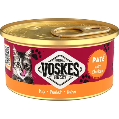 24x Voskes Kattenvoer Nat Paté Kip 85 gr
