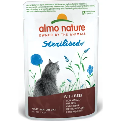 60x Almo Nature Sterilised Kattenvoer Nat Rund 70 gr