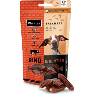 9x Chewies Salametti Hondensnack Rund&Rendier 60 gr