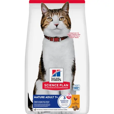 4x Hill's Science Plan Kattenvoer Droog Mature Adult Kip 3 kg