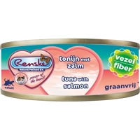 Renske Graanvrij Vezel tonijn met zalm natvoer kat (blik) 1 tray (24 x 70 g)