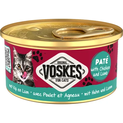 24x Voskes Kattenvoer Nat Paté Kip&Lam 85 gr