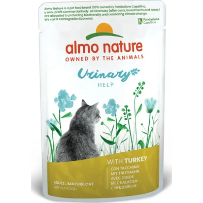 60x Almo Nature Urine Hulp Kattenvoer Nat Kalkoen 70 gr