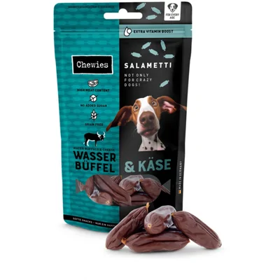9x Chewies Salametti Hondensnack Waterbuffel&Kaas 60 gr