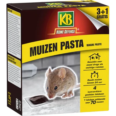 KB Magik Pasta Muizengif 4 Stuks Tegen Muizen - Aantrekkelijk voor muizen - Zeer goede opname - kant en klaar in 4 lokdozen