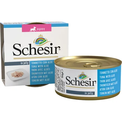 10x Schesir Hondenvoer Puppy Tonijn Aloe in Gelei 150 gr