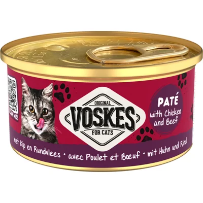 24x Voskes Kattenvoer Nat Paté Kip&Rundvlees 85 gr