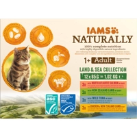 2x IAMS Naturally Kat Adult Land - Sea Collection 12 x 85 gr