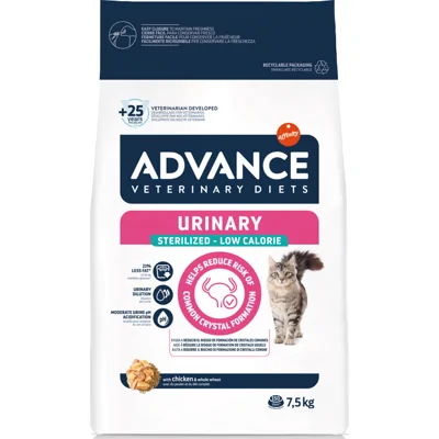 Advance Veterinary Sterilized Urinary Low Calorie kattenvoer 2 x 7,5 kg